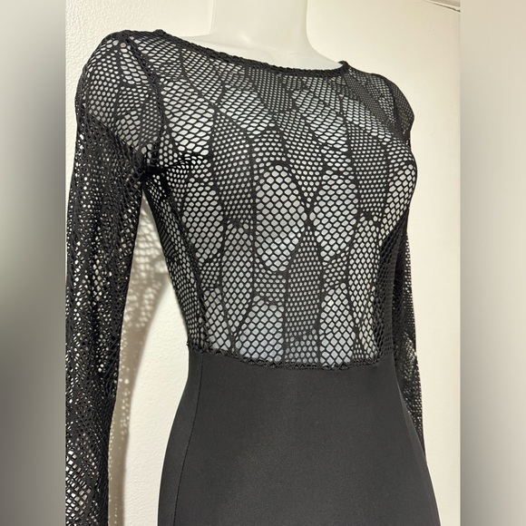 Black Mesh High Slit Maxi Dress (Size S) - Picture 2 of 4